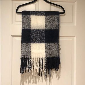 LOFT Blue and White Plaid Scarf